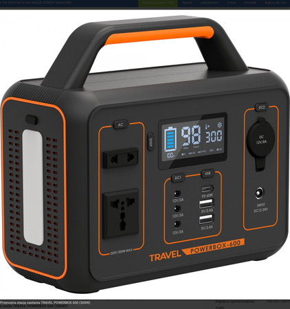 Przenośna stacja zasilania travel POWERBOX 600W 280Wh 26Ah VOLT POLSKA