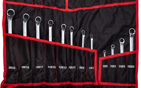 Klucze płasko oczkowe torx wygięte typ C półotwarte 47 sztuk (płachta)