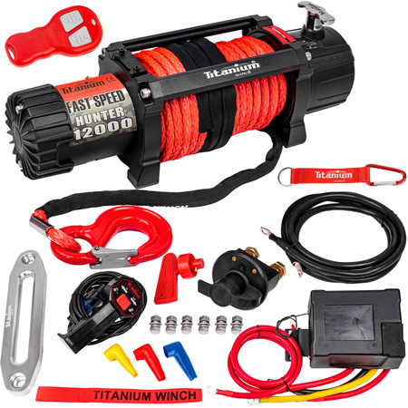 Wyciągarka wciagarka 12000lbs HUNTER do lawety 12v lina syntetyczna szybka TITANIUM WINCH