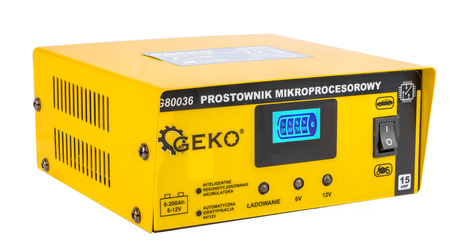 Ładowarka prostownik mikroprocesorowy do akumulatora lcd 6v 12v 15A GEKO