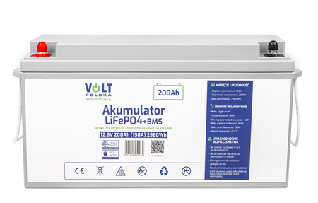 Akumulator do łodzi łódki kampera LiFePo4 BMS 200ah 12,8V 150A bardzo lekki VOLT POLSKA