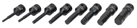 Nasadki klucze udarowe trzpieniowe nasadowe imbus hex H5-H19 1/2" 5-19 mm FALON-TECH