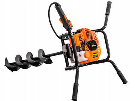 Wiertnica glebowa świder spalinowy 2-os do gleby ziemi 3 wiertła przedłużka + olej GEKO