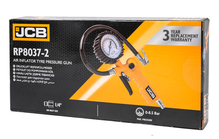 Pistolet do pompowania kół duży manometr pompka samochodowa 8,5 BAR JCB