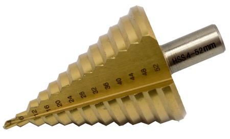 Wiertło stożkowe stopniowe tytanowe 4-52 mm HSS SILVER