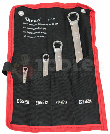 Klucze oczkowe torx polerowane E6-E24 4szt