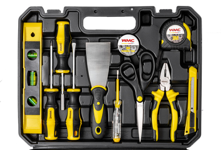 Zestaw narzędziowy klucze nasadowe wkrętaki bity nasadki walizka 650 elem. WMC