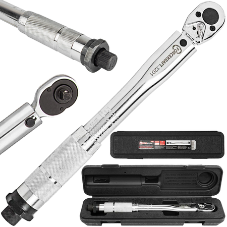 Klucz dynamometryczny do kół 1/4" 2-24Nm chromowany blokada grzechotka etui FORCEKRAFT