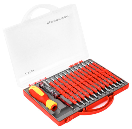 Zestaw wkrętaków śrubokręty izolowane 25 rozmiarów + walizka dla elektryka FALON-TECH