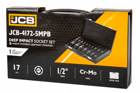 Zestaw nasadki udarowe głębokie do klucz pneumatyczne 1/2" 10-36mm 17el JCB