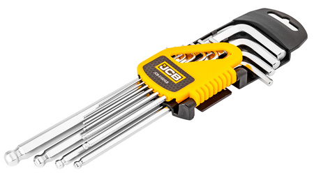 Zestaw klucze imbusowe wkrętaki imbusy crv długie z kulką 10el 1,27-10mm JCB