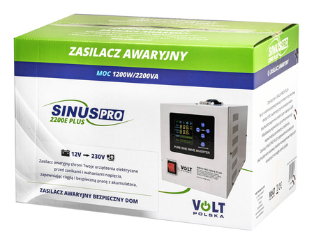 Przetwornica UPS Awaryjne Zasilanie Pieca CO SINUSPRO-2200E PLUS (12V/230V/2200W) VOLT POLSKA