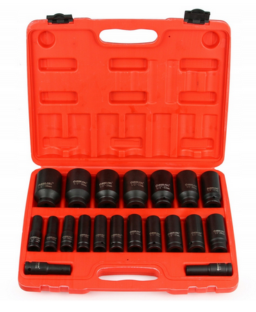 Zestaw nasadki udarowe nasadowe 1/2" do klucz pneumatyczny 10-38mm 20szt MAR-POL