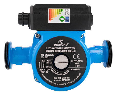 Pompa cyrkulacyjna obiegowa do pieca C.O. 25-40/180 + śrubunki 5-22W DIAMOND