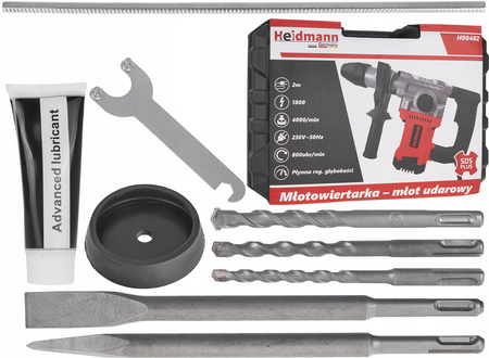 Młot udarowy młotowiertarka wiertarka sds plus walizka dłuta wiertła 1800w HEIDMANN GEKO