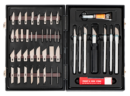 Zestaw nożyków modelarskich skalpel nóż 56elem. FALON-TECH