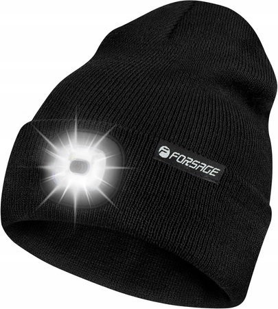 Czapka zimowa uniwersalna z latarką czołówka led usb FORSAGE
