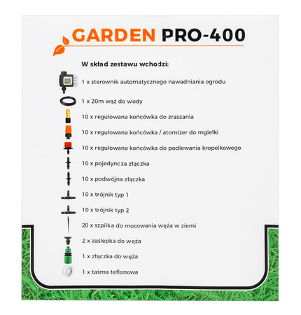 Zestaw do nawadniania irygacji kurtyna wodna wąż ogrodowy + sterownik PRO-400 VOLT POLSKA
