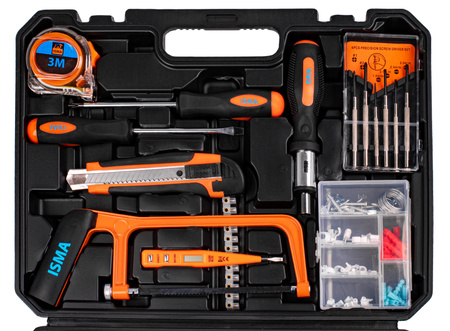 Zestaw narzędziowy klucze nasadowe wkrętaki bity 180 el. ISMA