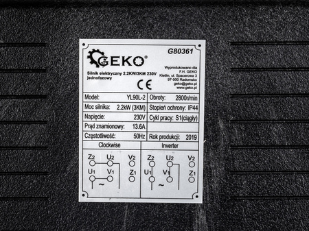 Silnik elektryczny 230V 2,2kW / 3 km 1-fazowy jednofazowy GEKO