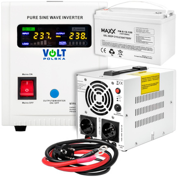 Zestaw awaryjne zasilanie przetwornica UPS SINUSPRO - 1000E 12V + Akumulator 120Ah 12V DEEP CYCLE GEL