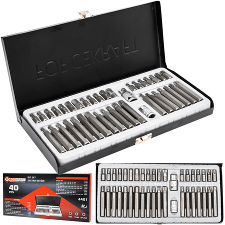 Zestaw bitów profesjonalne imbus torx spline walizka 40el FORCEKRAFT