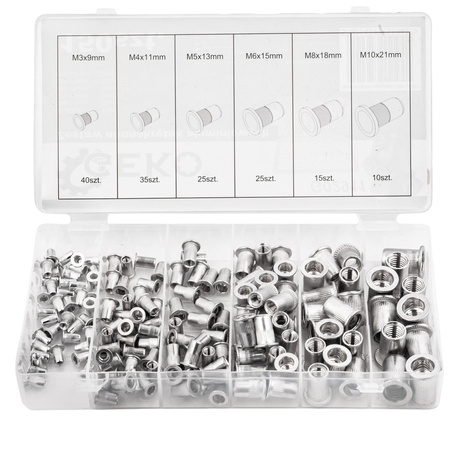 Zestaw nitonakrętek aluminiowych nitonakrętki m3-m10 150el GEKO