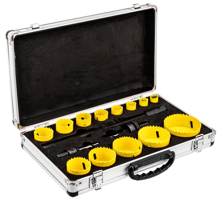 Otwornice do metalu drewna Bi-Metal 17 szt w metalowej walizce FALON-TECH