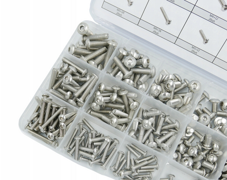 Zestaw śrub hex imbus śruby nakrętki ze stali nierdzewnej 6-kątne 440 szt FALON-TECH