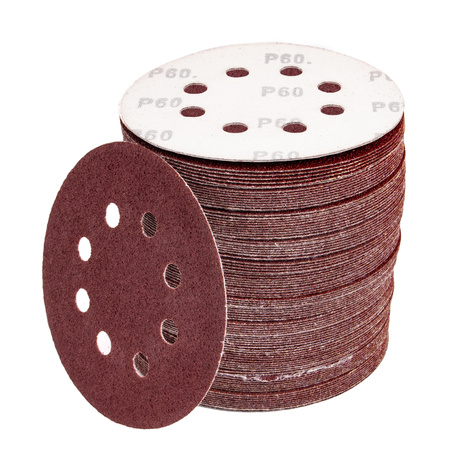 Papier ścierny na rzep krążek dysk z dziurami 125mm P60 100szt SILVER