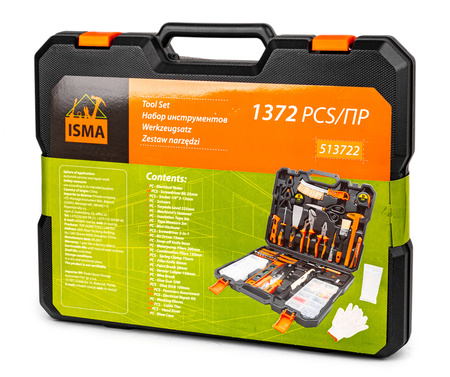 Zestaw narzędziowy warsztatowy młotek wkrętaki bity akcesoria xxl 1372el ISMA