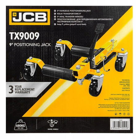 Wózek manewrowy rolkowy rolki transportowe pod urwane koła 9" 680kg JCB