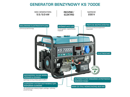 Agregat generator prądu benzynowy KS 7000E 5000w 230v Könner & Söhnen KS
