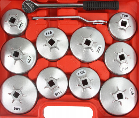 Klucze do filtrów oleju nasadowe 23 sztuk SILVER