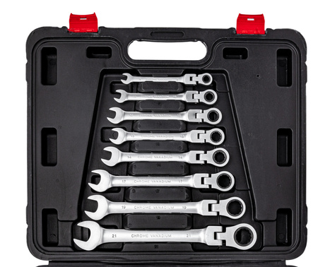 Klucze Płasko Oczkowe z Grzechotką Łamaną 8-32mm 13el FALON-TECH