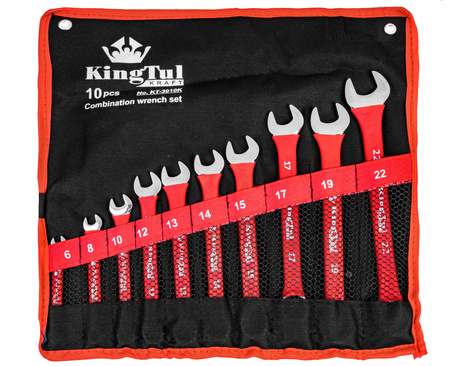Klucze płasko oczkowe 6-22mm 10 sztuk antypoślizgowe KINGTUL