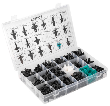 Spinki i kołki samochodowe 456 szt sortownik GEKO