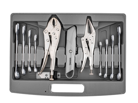 Zestaw narzędziowy klucze nasadowe wkrętaki bity szczypce 135 el. WMC