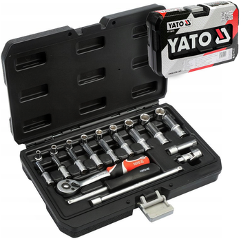 Zestaw kluczy nasadowych nasadki grzechotka 1/4" YT-14451 23el YATO