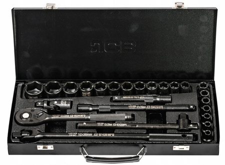 Klucze nasadowe nasadki udarowe grzechotka 1/2" 26el 8-32mm walizka JCB