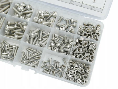 Zestaw śrub hex imbus śruby nakrętki ze stali nierdzewnej 6-kątne 440 szt FALON-TECH