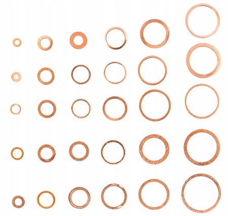 Podkładki miedziane uszczelki 580 sztuk SILVER