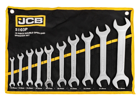 Klucze płasko oczkowe dwustronne zestaw płachta satyna Cr-V 10el 8-36mm JCB