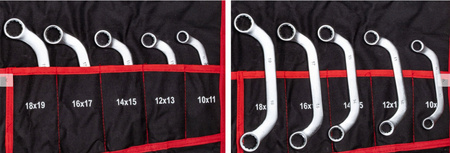 Klucze płasko oczkowe torx wygięte typ C półotwarte 47 sztuk (płachta)