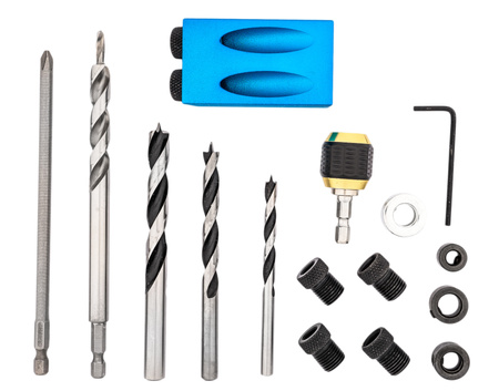 Szablon przyrząd do połączeń niewidocznych ukrytych zestaw wierteł 18el FALON-TECH