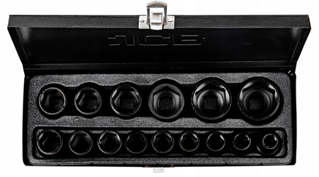 Zestaw nasadki udarowe nasadowe do klucz pneumatyczne 1/2" 10-32mm 15el JCB