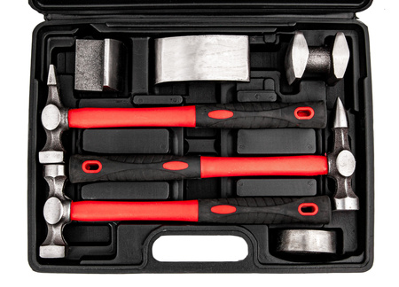 Narzędzia blacharskie 7 el. młotki kowadełka (zestaw) SILVER