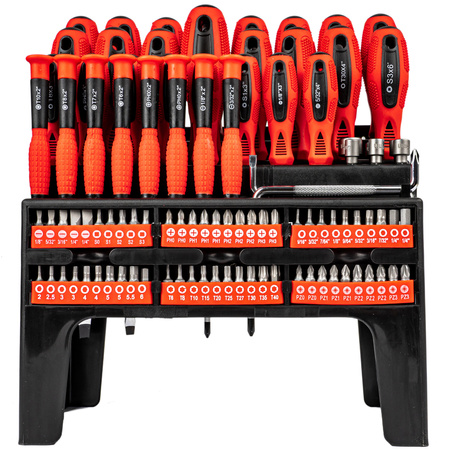 Zestaw śrubokrętów wkrętaki bity klucze nasadki imbusy torx z magnesem 100el JCB