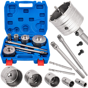 Frezy do muru otwornice z widią do betonu zestaw 9el otwornice 30-100 mm Adaptery SDS+ SDS MAX FALON-TECH