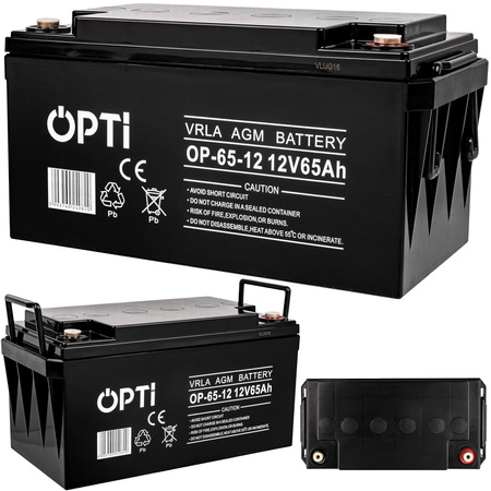 Akumulator bezobsługowy AGM do ups kampera zasilanie awaryjne OPTI 12v 65Ah VOLT POLSKA